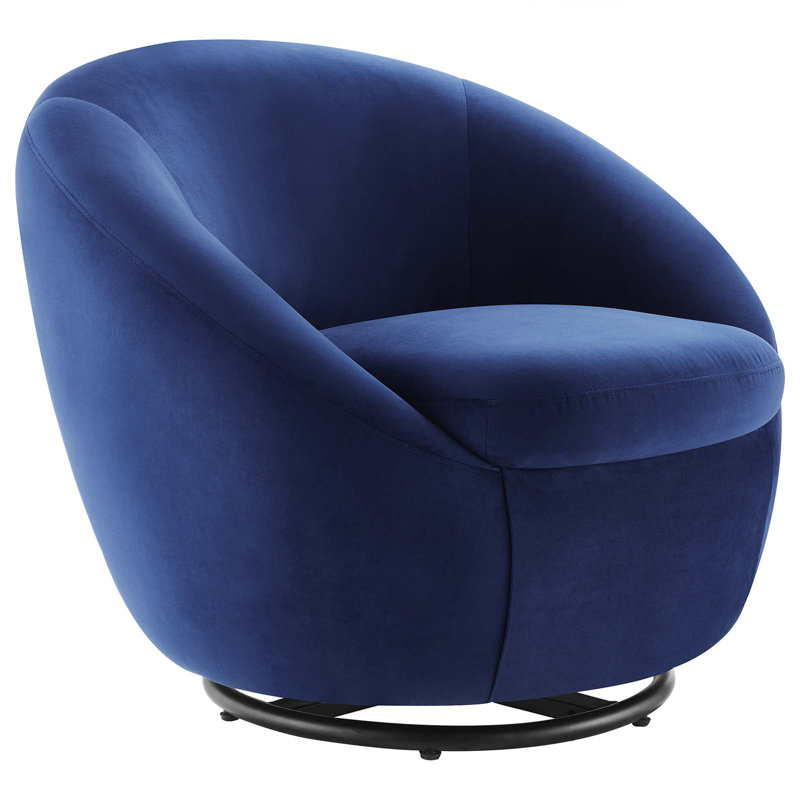 Buttercup Black Navy Performance Velvet 34" Swivel Accent Chair