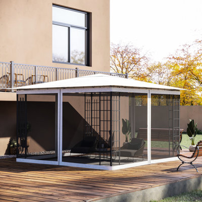 10' X 12' Gazebo Netting Sidewall Replacement, White - Outdoor Space From Bugs And Debris, Quick Installation Keep At Bay Area Clean, Simple Method