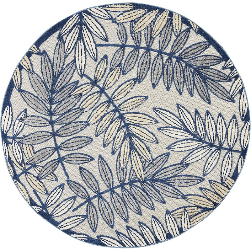 Adames Floral Indoor / Outdoor Rug, Round 5'3"