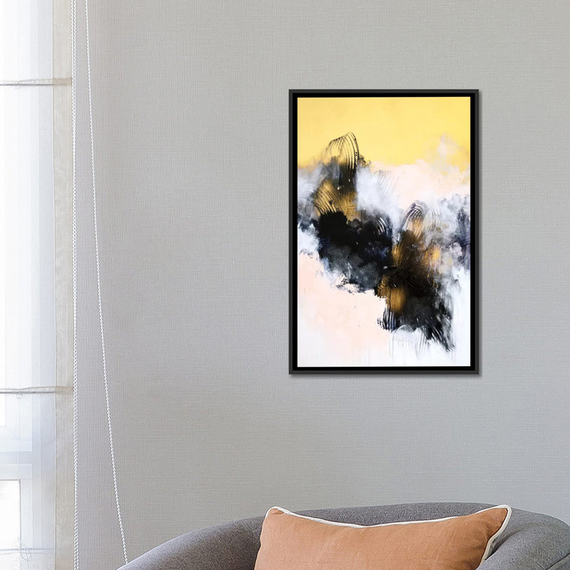 « demesuring jalons », reproduction d’art sur toile tendue, H 26 po x l 18 po x P 1,5 po, Toile avec cadre noir, Pas de tapis