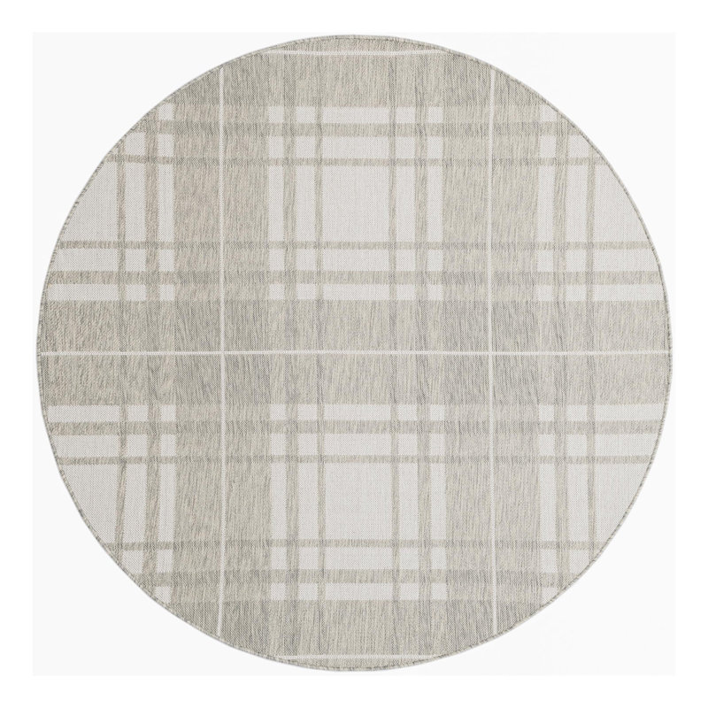 Talih Plaid Indoor / Outdoor Rug, Round 6'1"