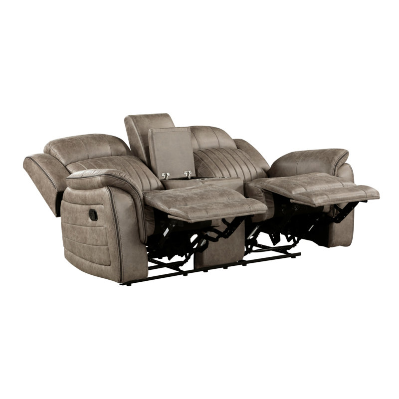 Speidel Reclining Loveseat with Console, Brown/Sand Microfiber/Microsuede