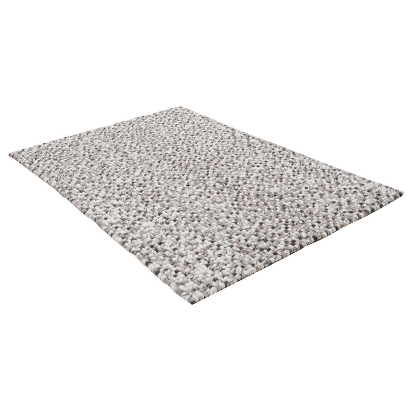 Lauge Hand Felted Wool Beige Rug, Rectangle 90cm x 160cm
