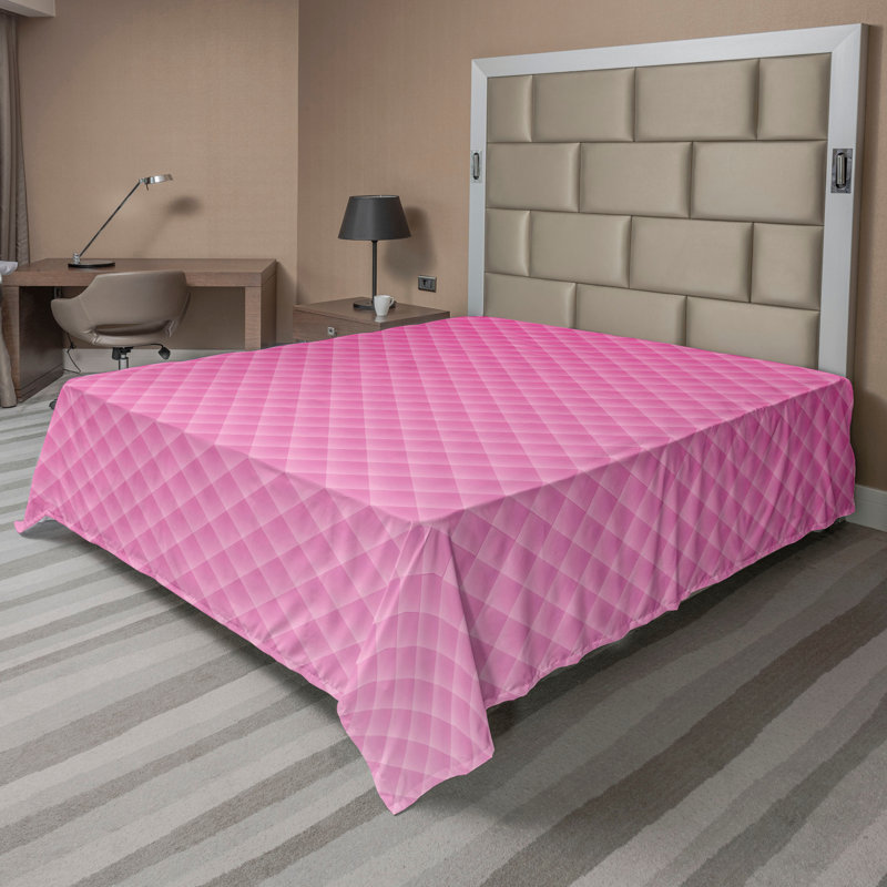 Drap plat moderne de style bohème Ambesonne, Rose pastel / motif géométrique rosé, Drap plat pour très grand lit californien