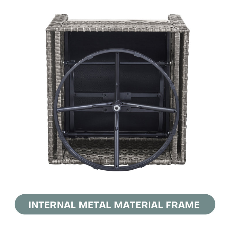 Ingvald Outdoor Swivel Lounge Chair, Light Gray Frame/Baby Blue Cushion