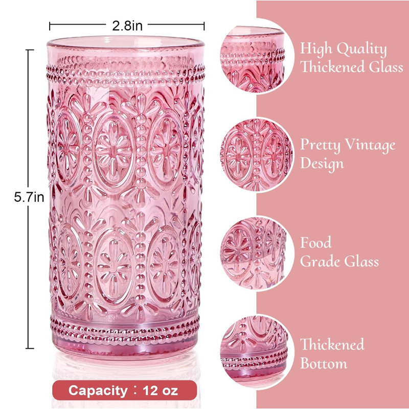 Verres Highball Vintage de 35 cl, verrerie décorative, Pink
