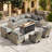 10 - Person Patio Furniture Set with Swivel Rockers, Outdoor Wicker Rattan Sectional Seating Group with Cushions, All Weather Sofa Conversation Set with Fire Pit Table for Garden Backyard-1208788461