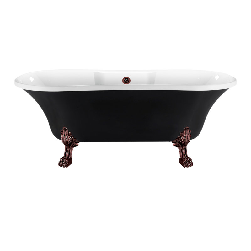 68" Streamline Clawfoot Soaking Acrylic Bathtub, Matte Oil Rubbed Bronze, Matte Oil Rubbed Bronze