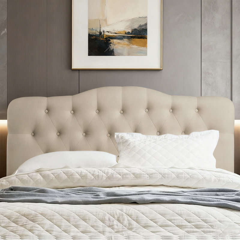 Tête de lit capitonnée et capitonnée, tête de lit en bois massif avec pieds en bois, tête de lit à hauteur réglable de 34 po à 43 po, tête de lit en tissu au design moderne