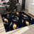 Abstract Wave Pattern Area Rug, Dark Blue Gold Swirl Design, Machine Washable Non Slip, Indoor Decor for Living Room Bedroom Entryway Front Door Kitchen Balcony Apartment Modern Home-516056942