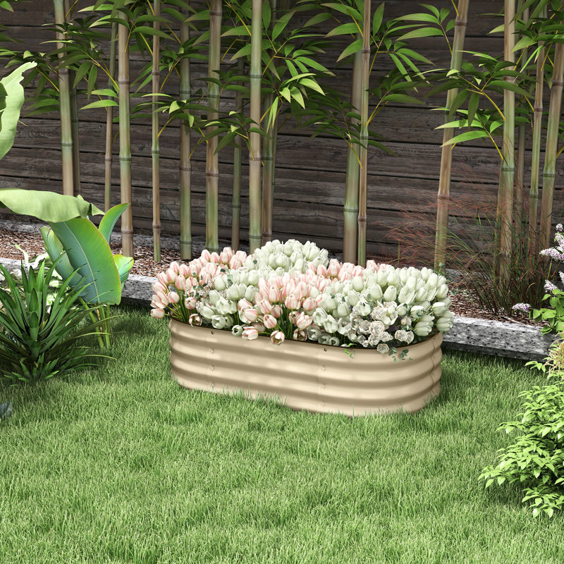 Jardinière surélevée en métal galvanisé de 104 cm x 61 cm x 30 cm, jardinière extérieure surélevée pour fleurs, herbes aromatiques, légumes, bordure, drainage efficace, trousse de jardinière de 104 cm x 61 cm x 30 cm, avec herbes aromatiques et fleurs autorisées.