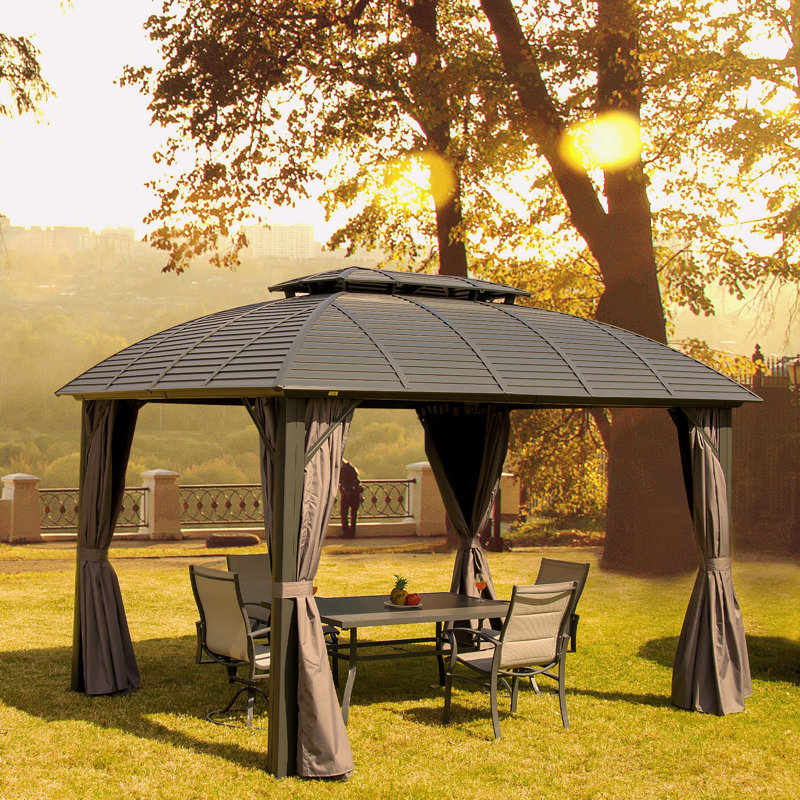 Abri de jardin pour patio en métal en aluminium mesurant l 16 pi x P 12 pi
