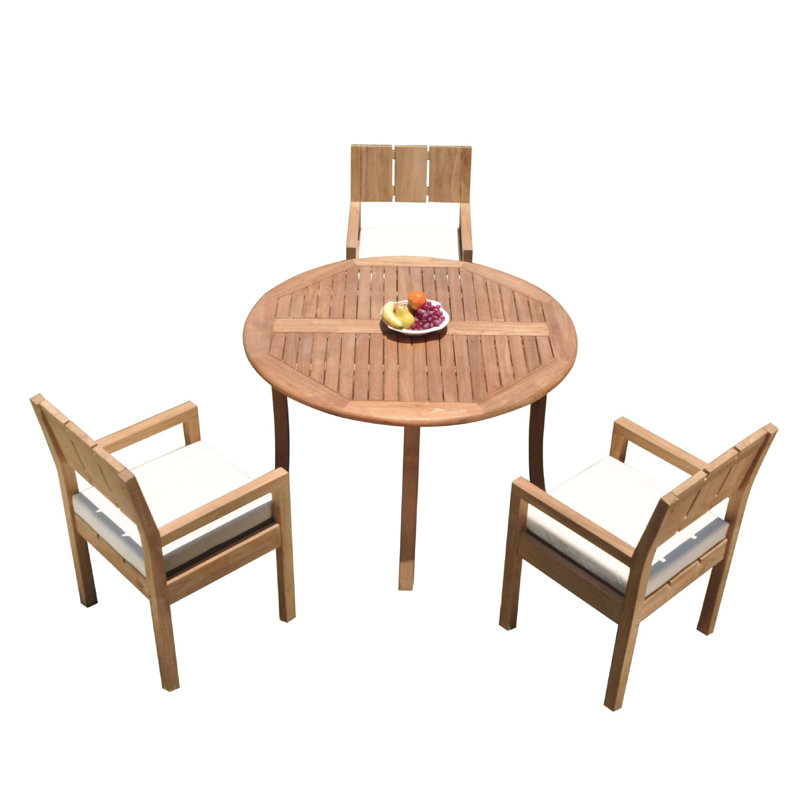 Fuente Outdoor 4 - Piece Teak Dining Set, 30.5" H x 48" L x 48" W