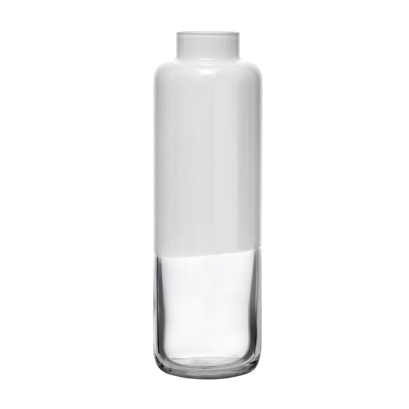 Magnolia Handmade Lead Free Crystal Table Vase, Opal White, overall height- 11"