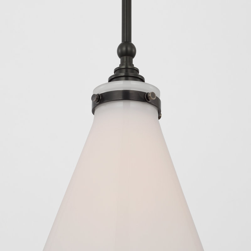 Parkington 1 - Light Pendant, Bronze, White Glass, 15.5" H x 11" W x 11" D