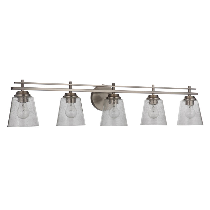 Éclairage de meuble-lavabo à intensité réglable 5 lumières Wooten, Nickel poli brossé