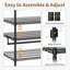 Organisateur de vêtements autoportant robuste - Tablettes grillagées réglables à 3 niveaux - Tringles de suspension doubles - Rangement portatif à roulettes pour chambre ou salle de lavage - Noir