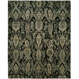 Floral Area Rug in Black/Green