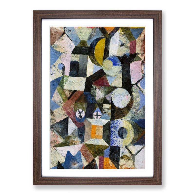 Yellow Half-Moon by Paul Klee - Picture Frame Painting, 65cm H x 48cm W x 2cm D, Walnut Framed
