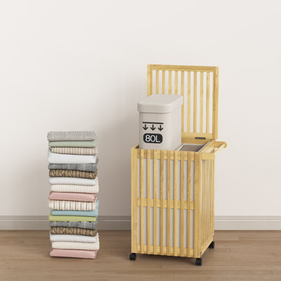  120 L (31gal) Double Laundry Basket，Laundry Hamper With Lid And Wheels