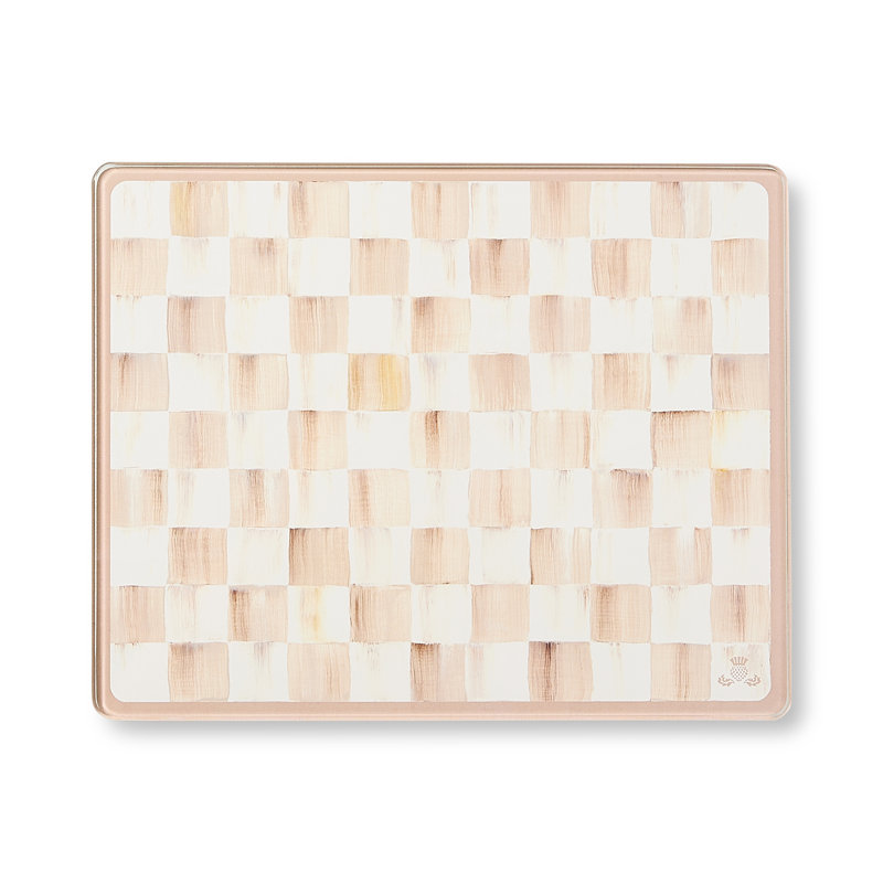 Mocha Check Glass Cutting Boards, Set Of 2
