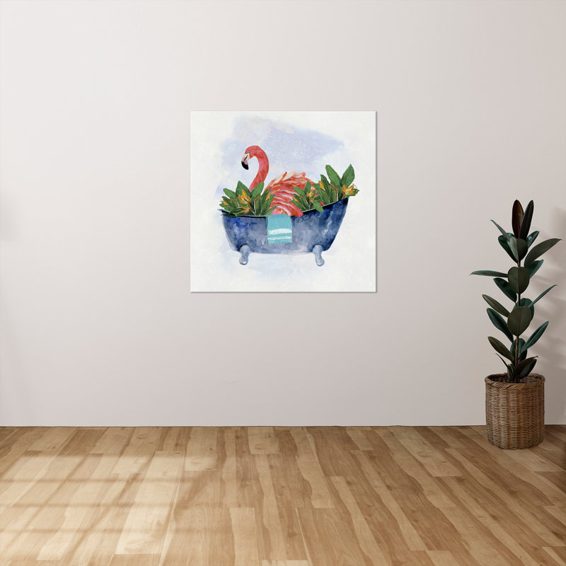 "Tropical Bath Flamingo II" par Sally Swatland, reproduction sur toile
