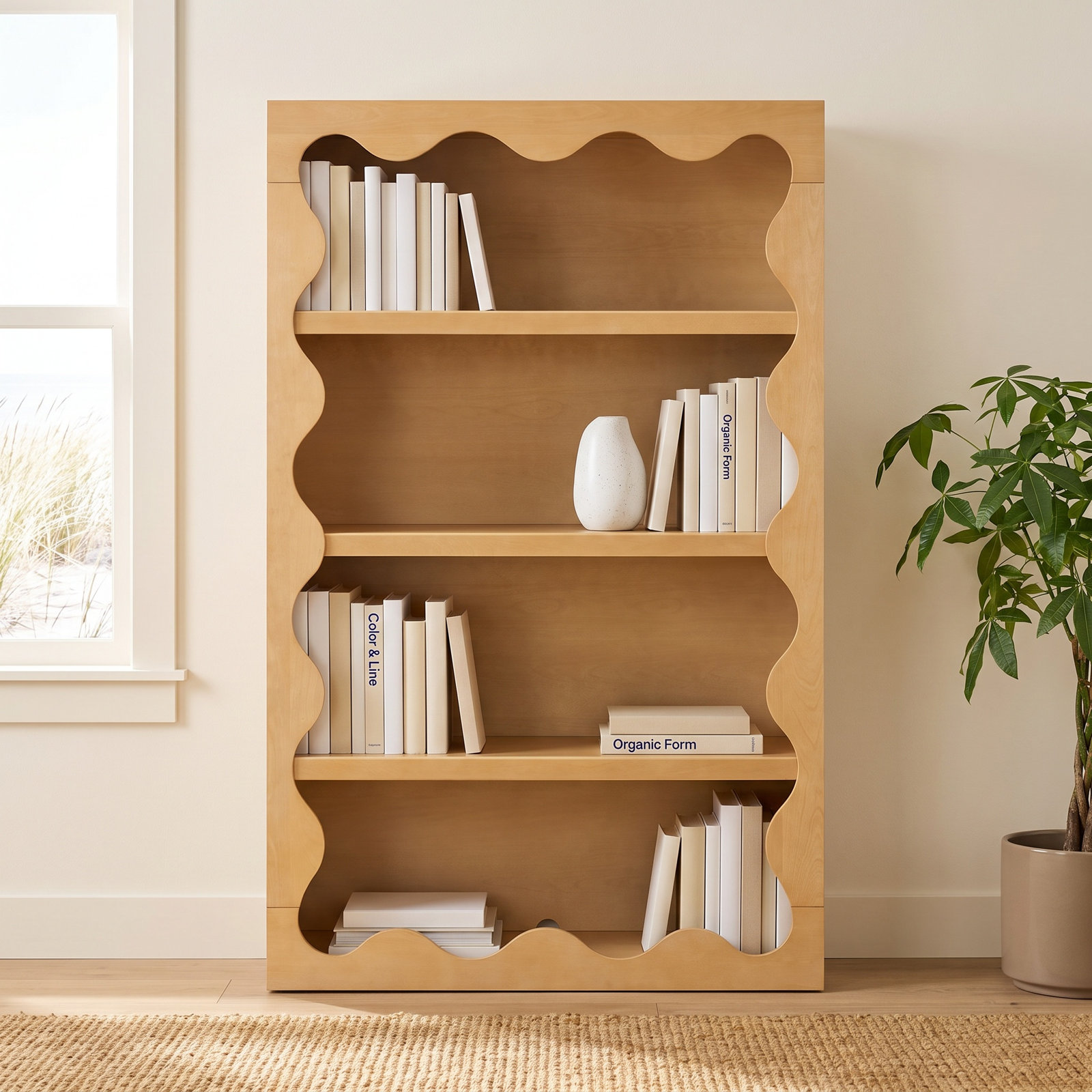 Lido Wave Bookcase, Honey