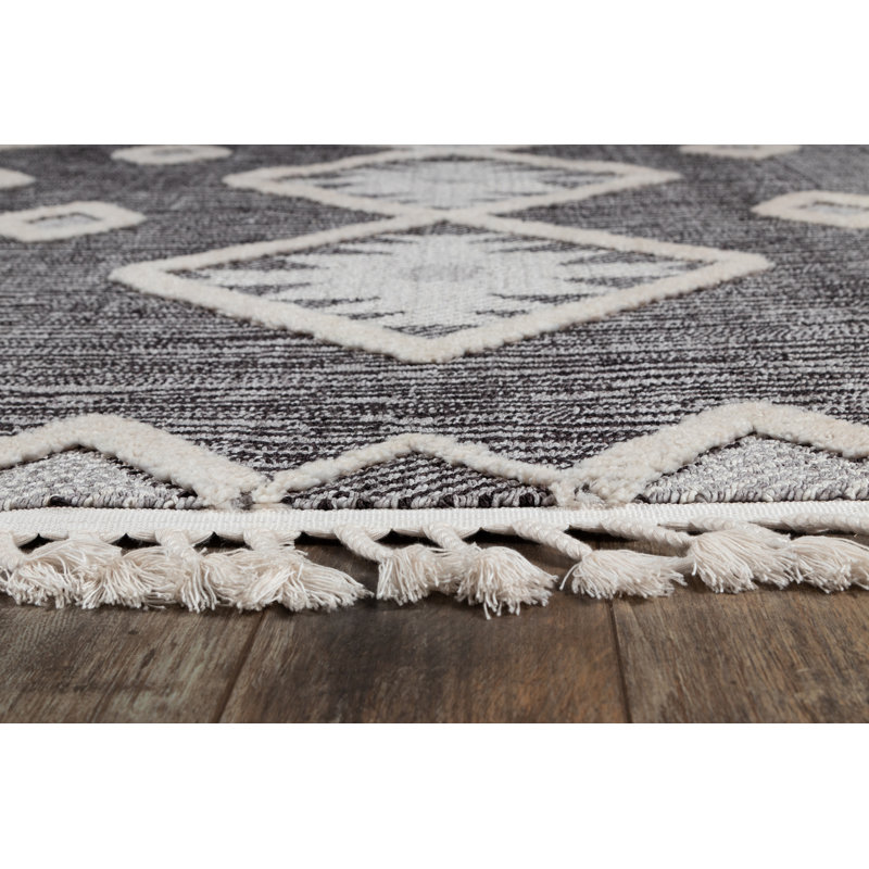 Tapis gris anthracite / gris clair Adhnan, Rectangle 2 pi x 3 pi