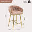 Ensemble de 2 tabourets de bar à hauteur de comptoir, tabouret de bar en velours pour îlot de cuisine avec dossier ondulé à la main, base chromée dorée et repose-pieds-117863222