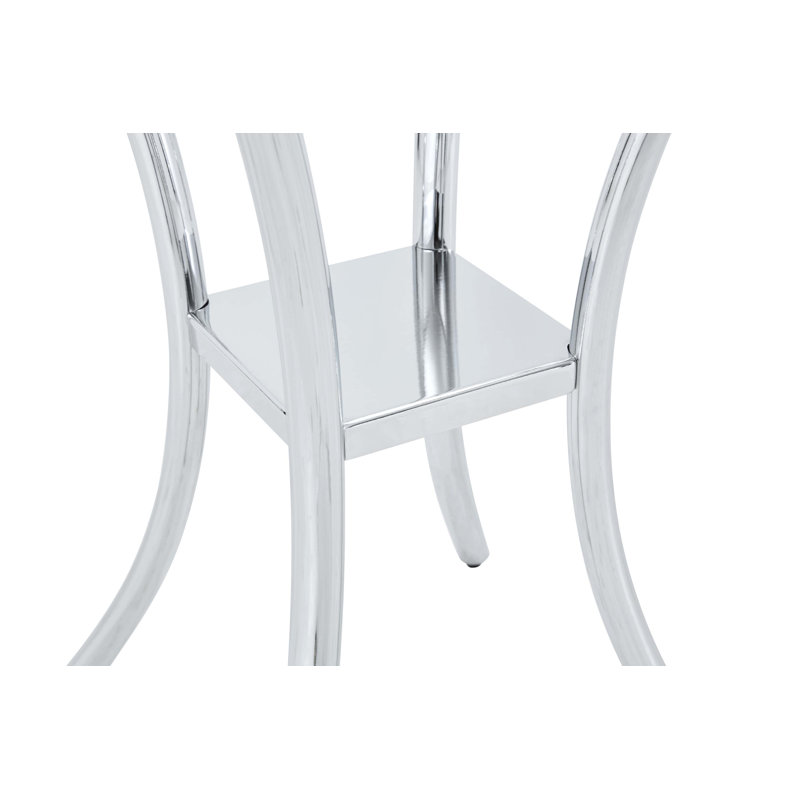 Table de bar en verre trempé en acier inoxydable avec rangement à deux niveaux, bords arrondis et stabilité antidérapante pour la salle à manger, le bureau ou le café.