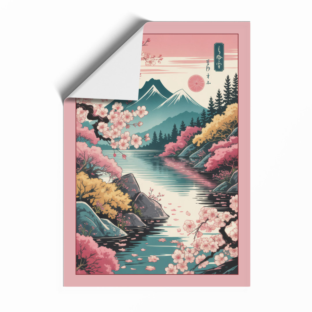 Moonlit Cherry Blossom Japandi - Framed Print