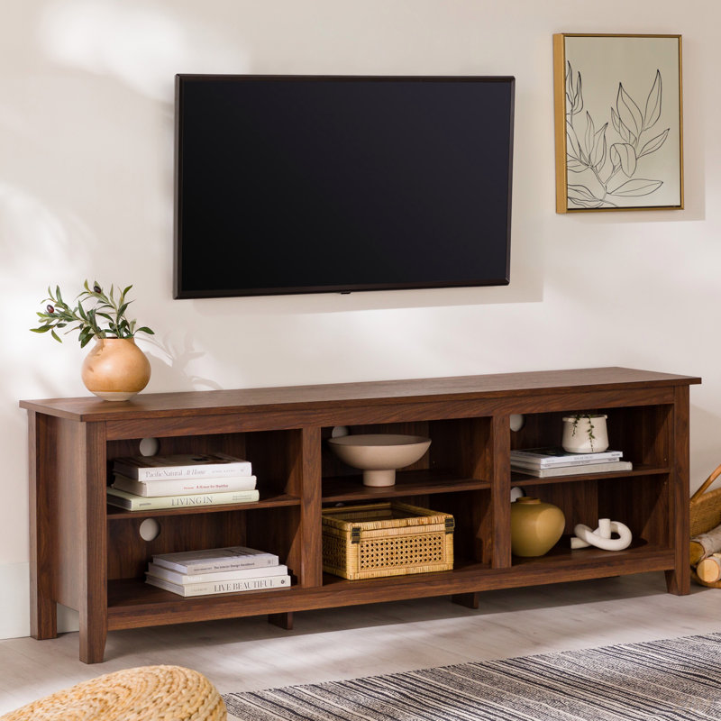 Modern Transitional 3-Shelf Open Storage 70" TV Stand For 80" Tvs, Dark Brown