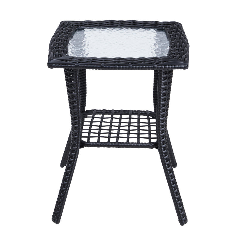Table d'appoint en osier Avanthi, Noir, noir, noir, noir