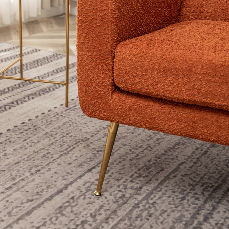 Alixon 29'' Wide Tufted Armchair, Orange Boucle