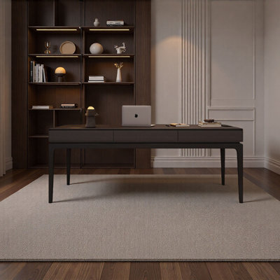 Italian Minimalist Smoked Wood Desk