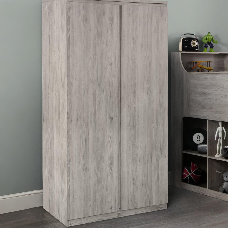 Binne 2 Door Manufactured Wood Wardrobe, Grey