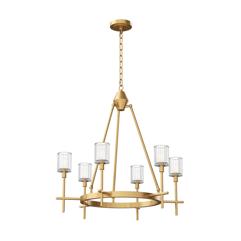 Salita 6 - Light Chandelier, Vintage Brass