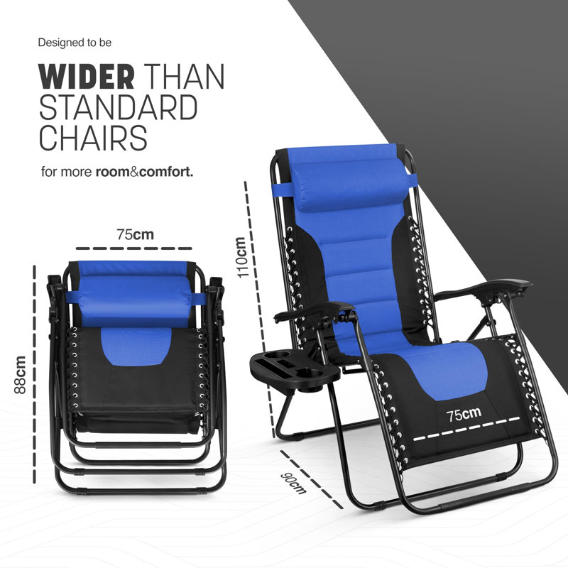 Burget 75cm Long Reclining Zero Gravity, Blue/Black