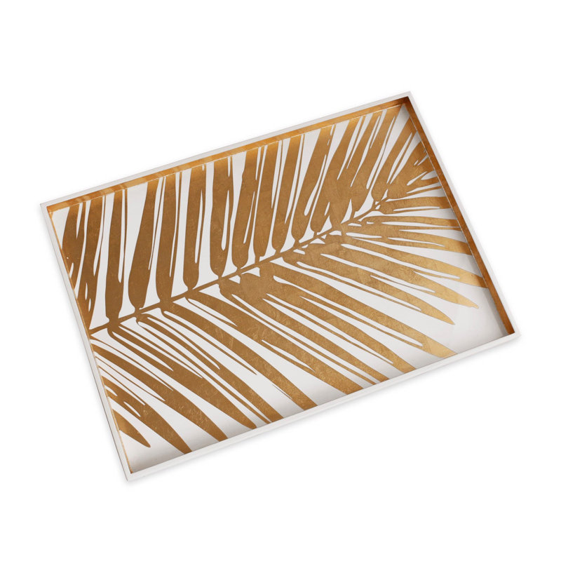 Plateau de palmier laqué Indochine, L 19,75 po x P 13,75 po x H 1 po