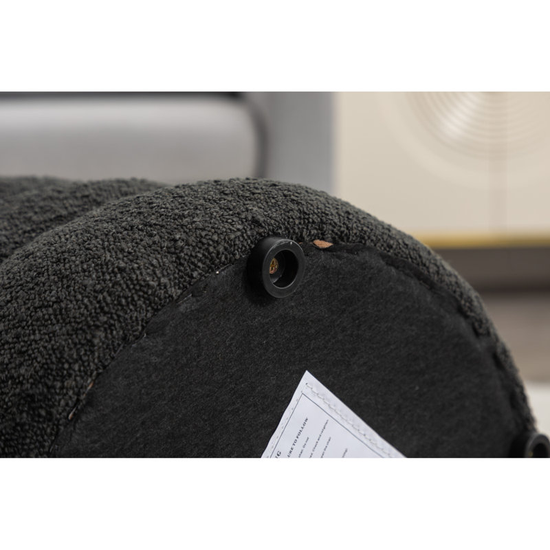 Repose-pieds rond en velours doux, Noir