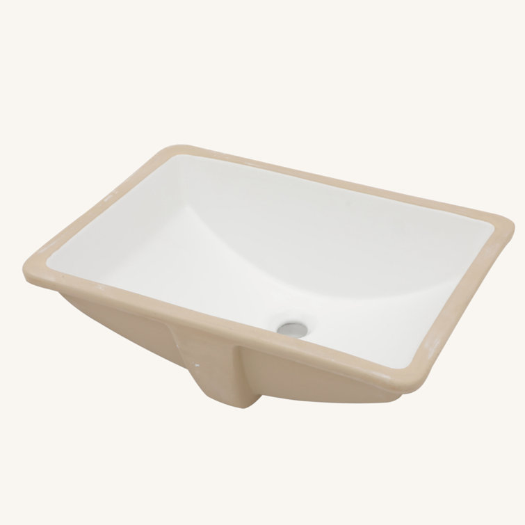 21.5"X15" White Ceramic Rectangular Undermount Bathroom Sink With Overflow