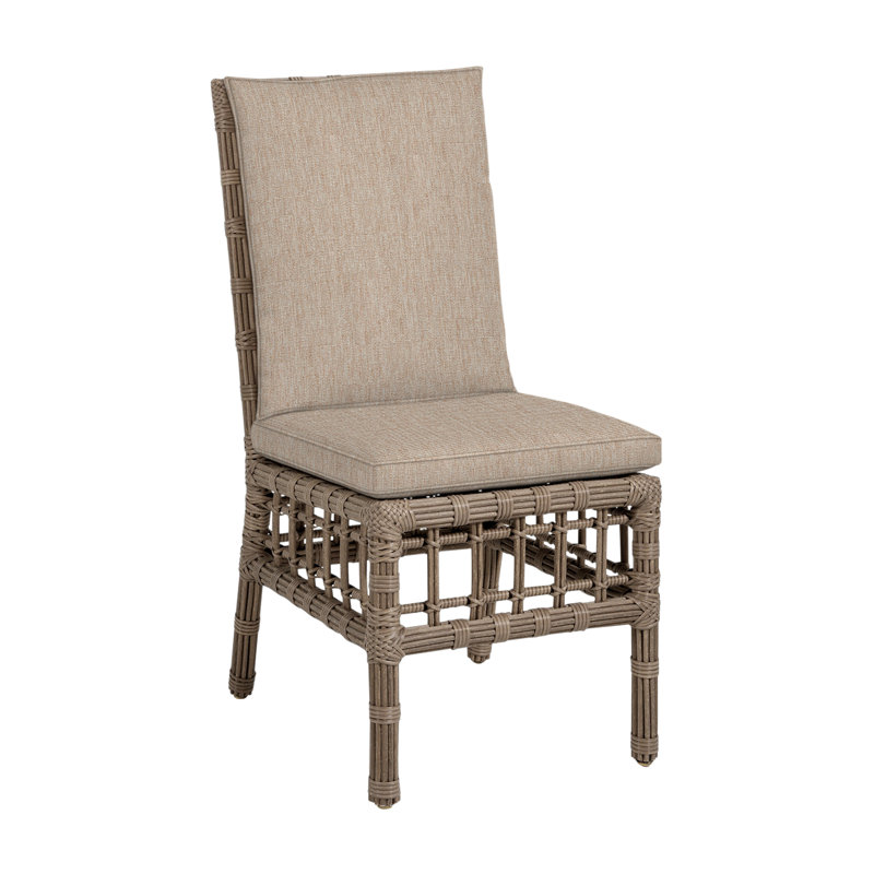 Newport Patio Dining Side Chair with Cushions, Welt, Newport #66 Burlap, Canvas Sand