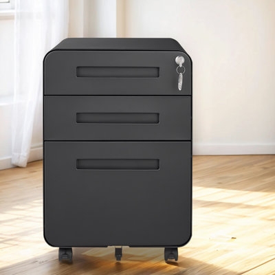 Lockable 3-Drawer Mobile File Cabinet With Anti-Tilt Wheels, Under Desk Steel Storage For Legal/Letter/A4 Files,Multipurpose Printer Stand by Livego