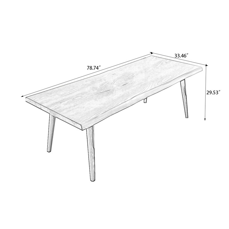 Table papillon brun en bois massif rectangulaire, H 29,53 po x L 78,74 po x l 33,46 po