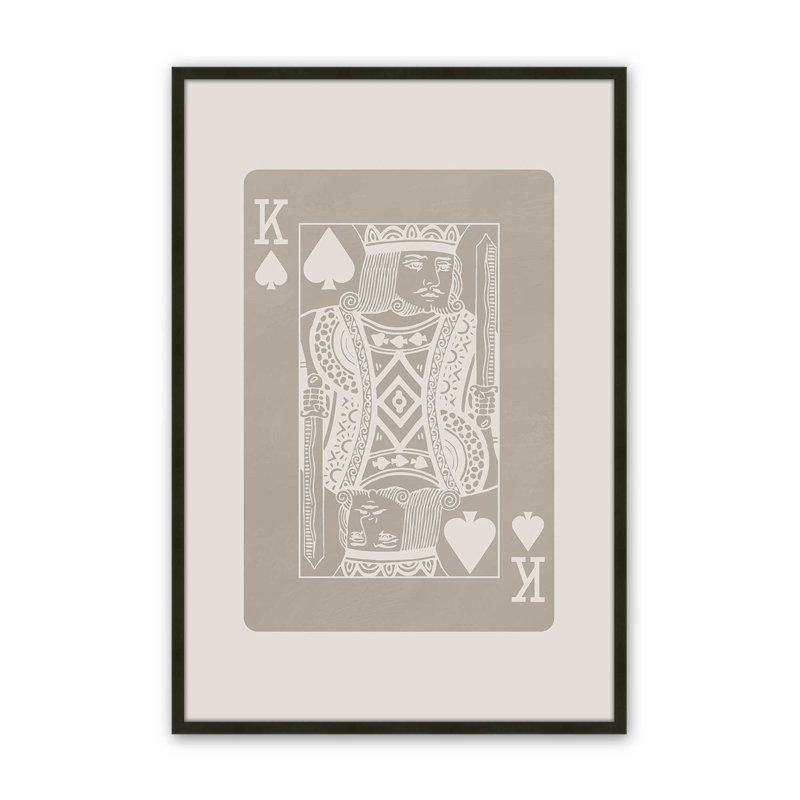 Imprimé carte beige, H 15 po x l 12 po, Noir satiné