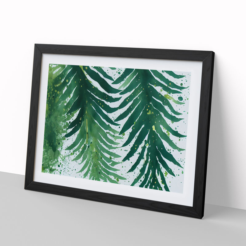 Fern Leaf Splash Vol.1 - Single Picture Frame Print, 46cm H x 64cm W x 2cm D, Black