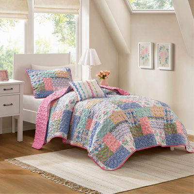 3-Piece Twin/Twin XL 3pcs Quilt Set,Pink