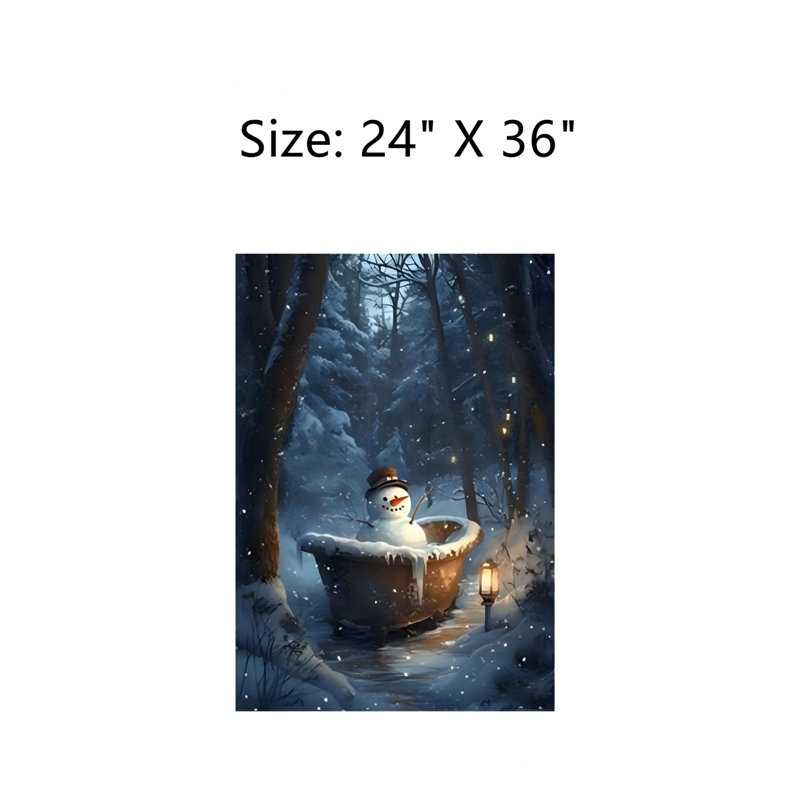 Bonhomme de neige dans une baignoire, art mural non encadré 24 po x 36 po