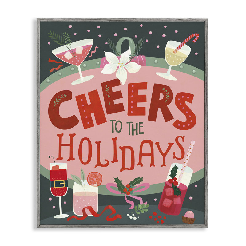 Cheers Festive Holiday Drinks, estampe numérique, design par Laura Watson, H 14 po x l 11 po, Estampe numérique Farmhouse