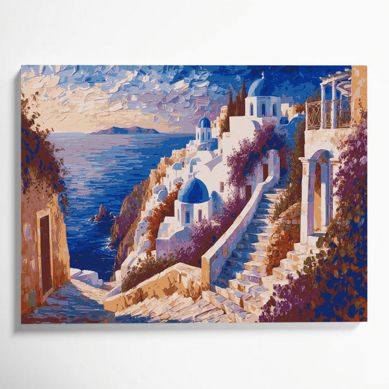 Art mural sur toile, villes, Crète, Grèce mauve, H 11 po x l 14 po